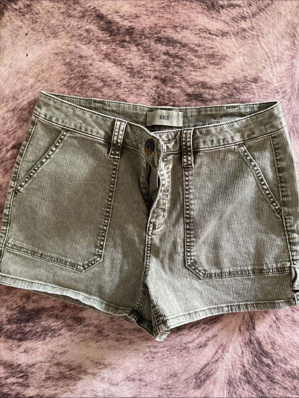 BKE Olive Green Women's Utility Jean Shorts